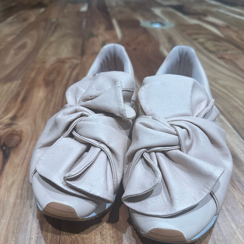 Zara Pink & Cream Women's Sneakers with Bow Accent